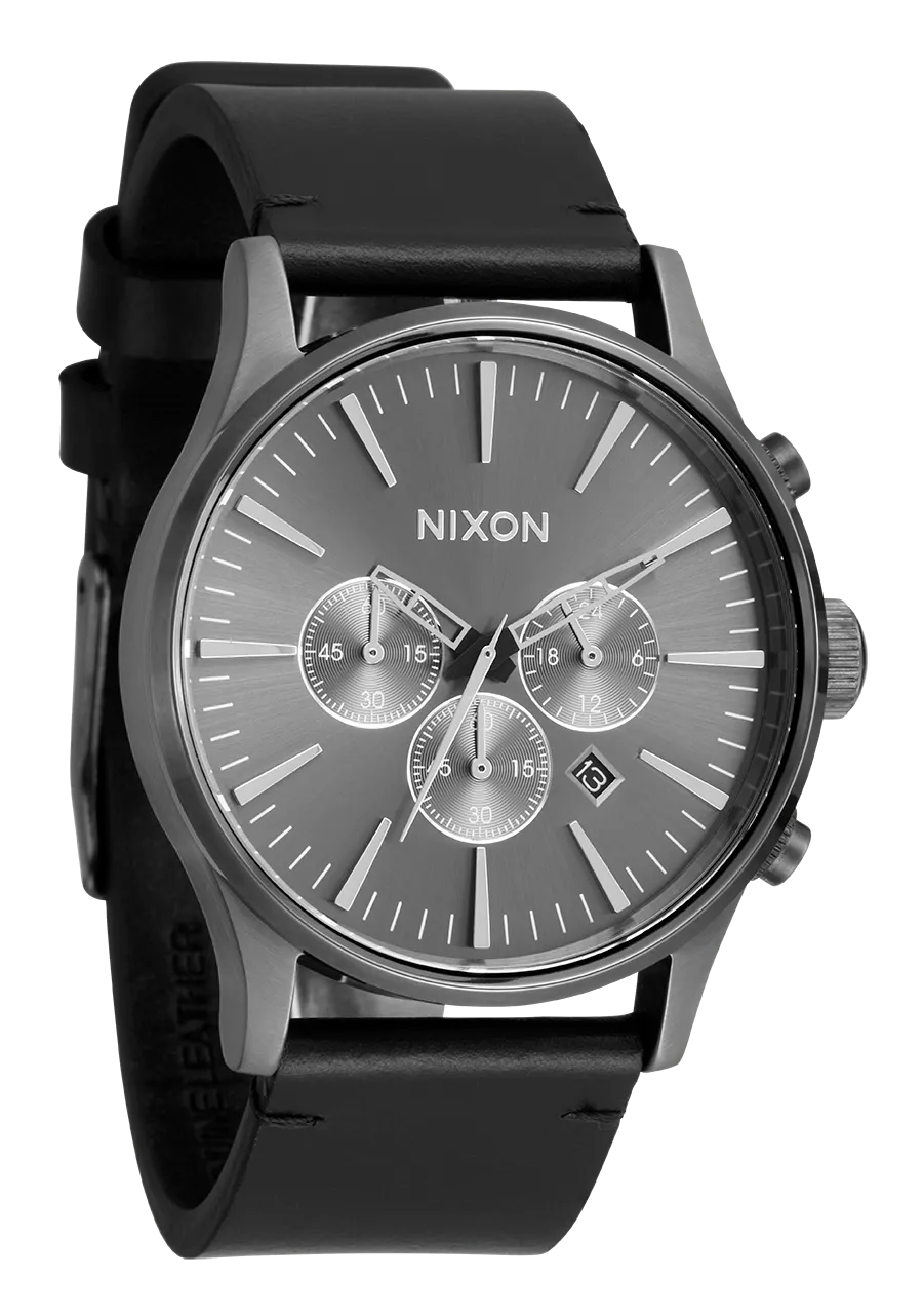 Sentry Chrono Leather - Matte Black / Gold / Black