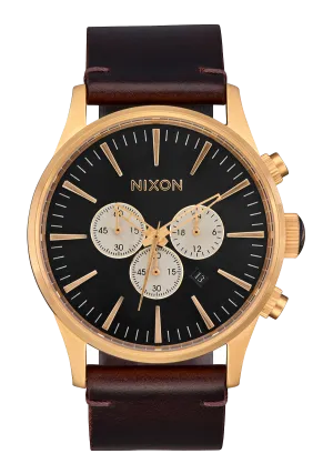 Sentry Chrono Leather - Matte Black / Gold / Black