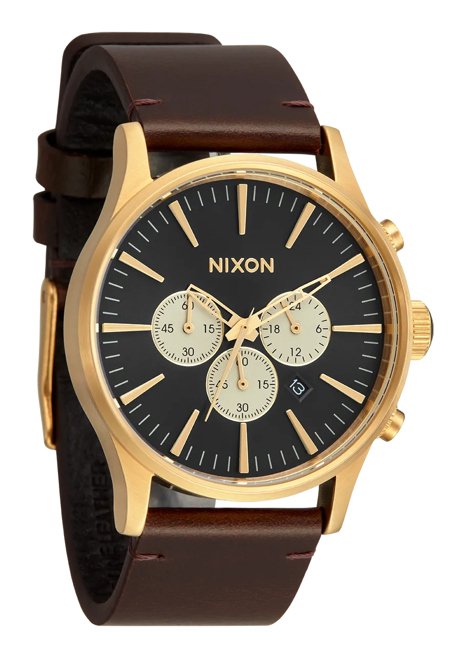 Sentry Chrono Leather - Matte Black / Gold / Black