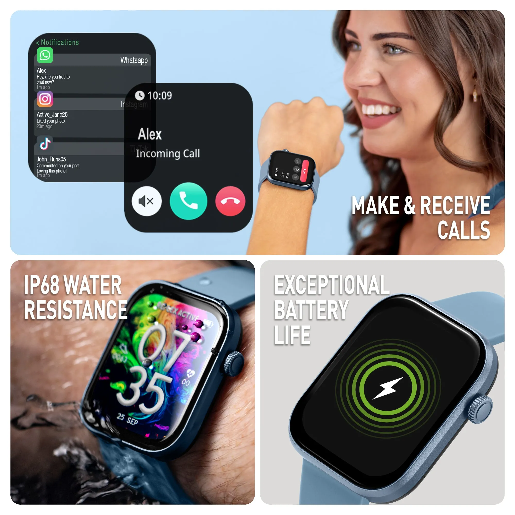 Series 40 Amoled Denim Blue Silicone Smart Watch