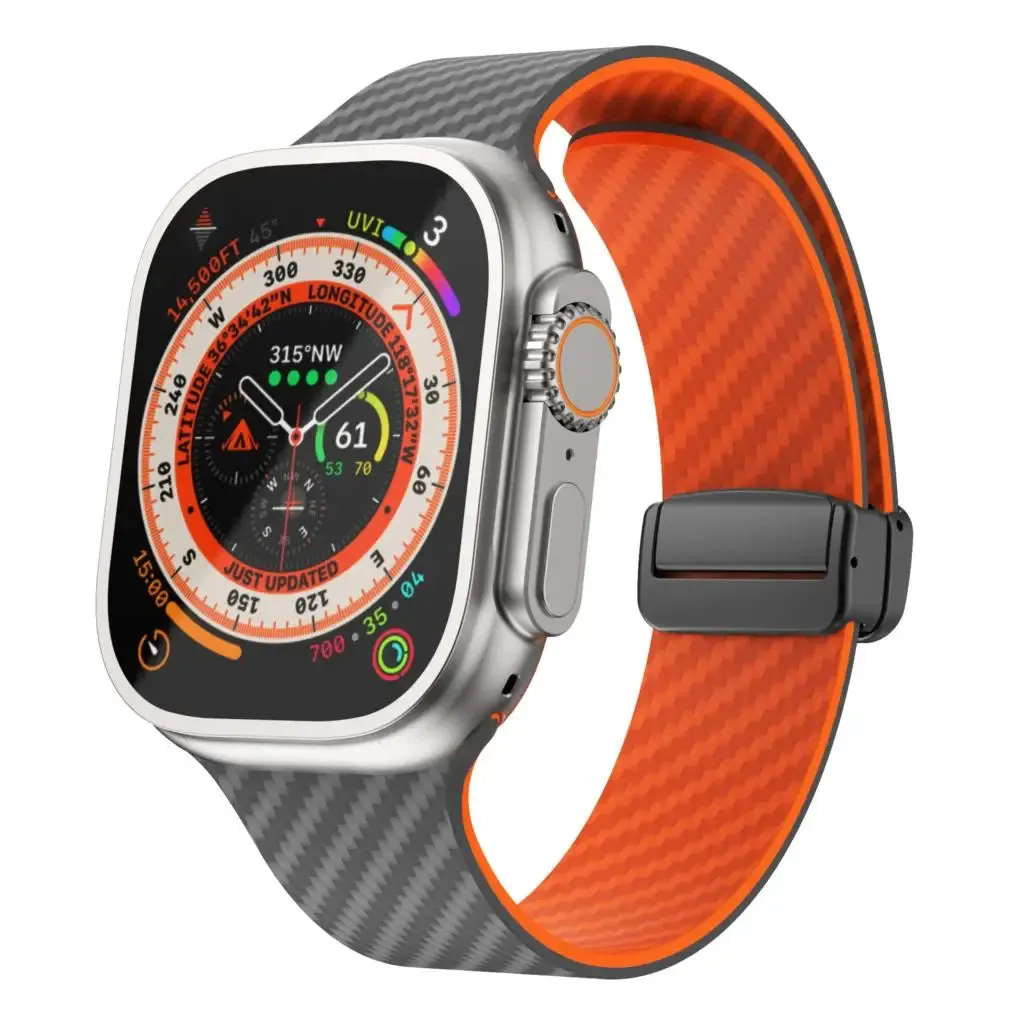 Silicone Band with Silver Magnetic Clasp for Apple Watch
