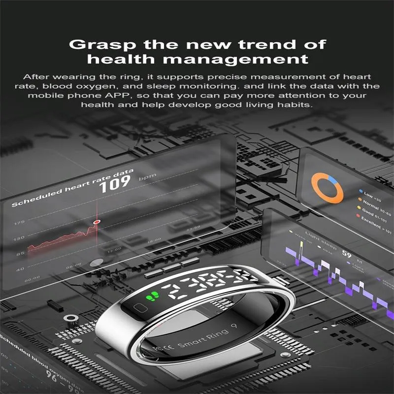 Smart Ring Heart Rate Blood Oxygen Sleep Sports Size 10
