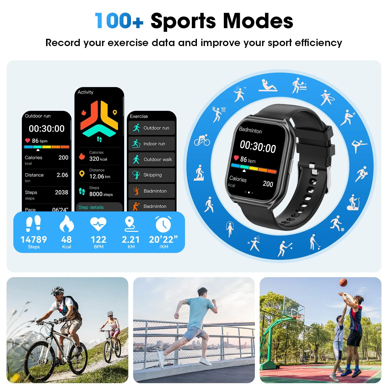 Smart Watch with Call, Fitness Tracker, 100  Modes