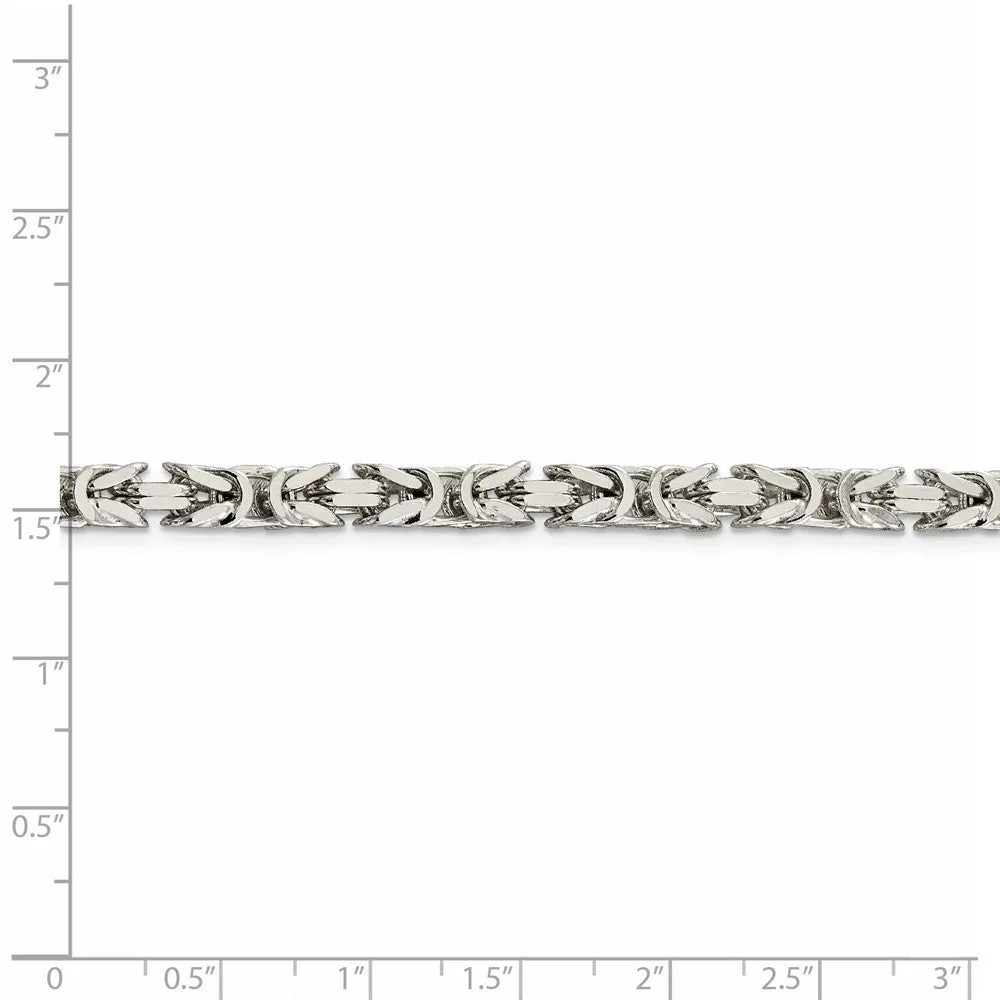 Solid 925 Sterling Silver 5mm Square Byzantine Chain Necklace