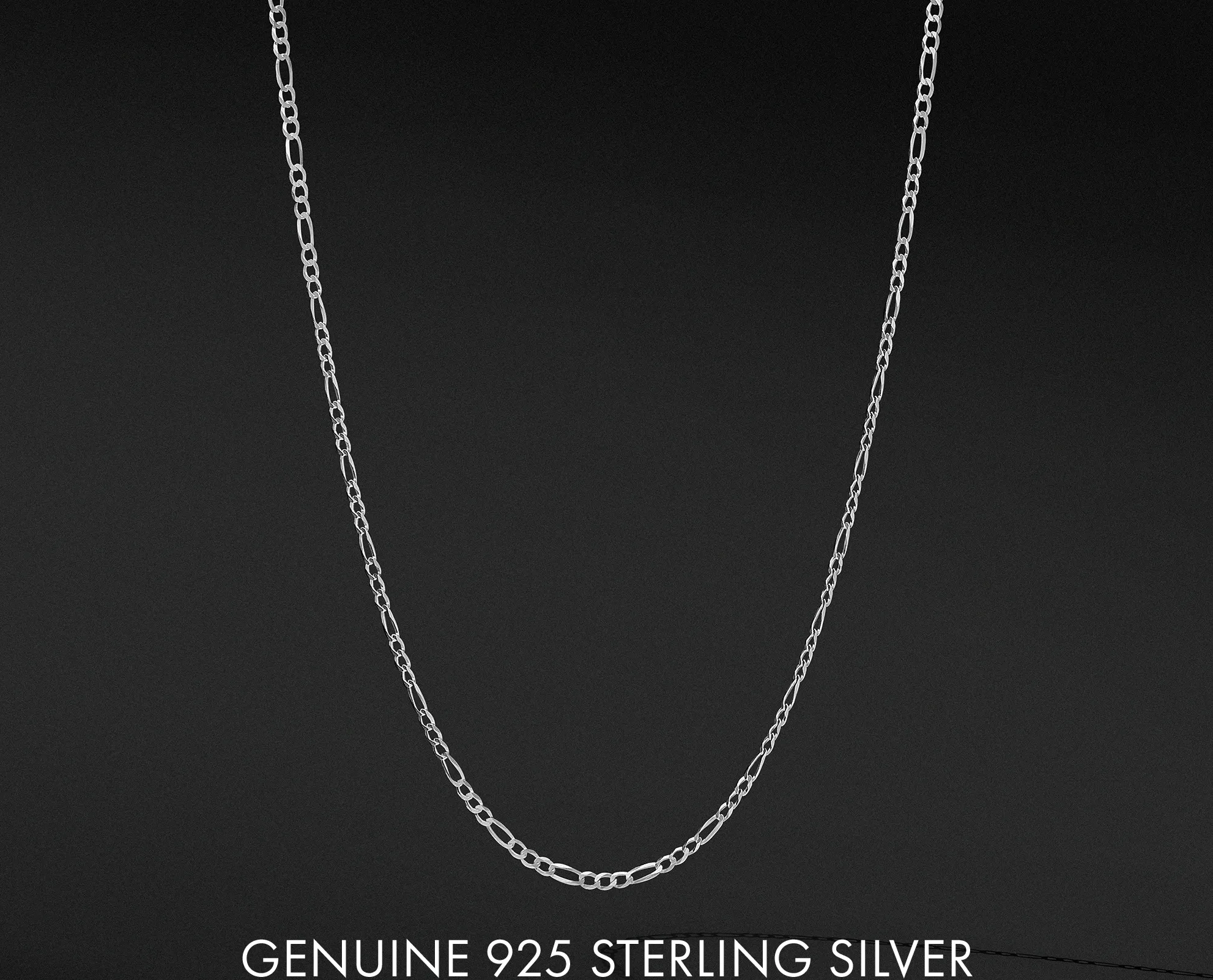 Solid Real 925 Sterling Silver 5MM Figaro Link Chain|Men Women Necklace