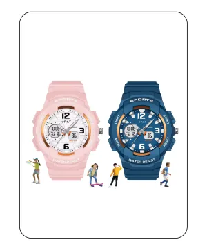 Spiky Round Sports Dual Time Kids Watches Combo