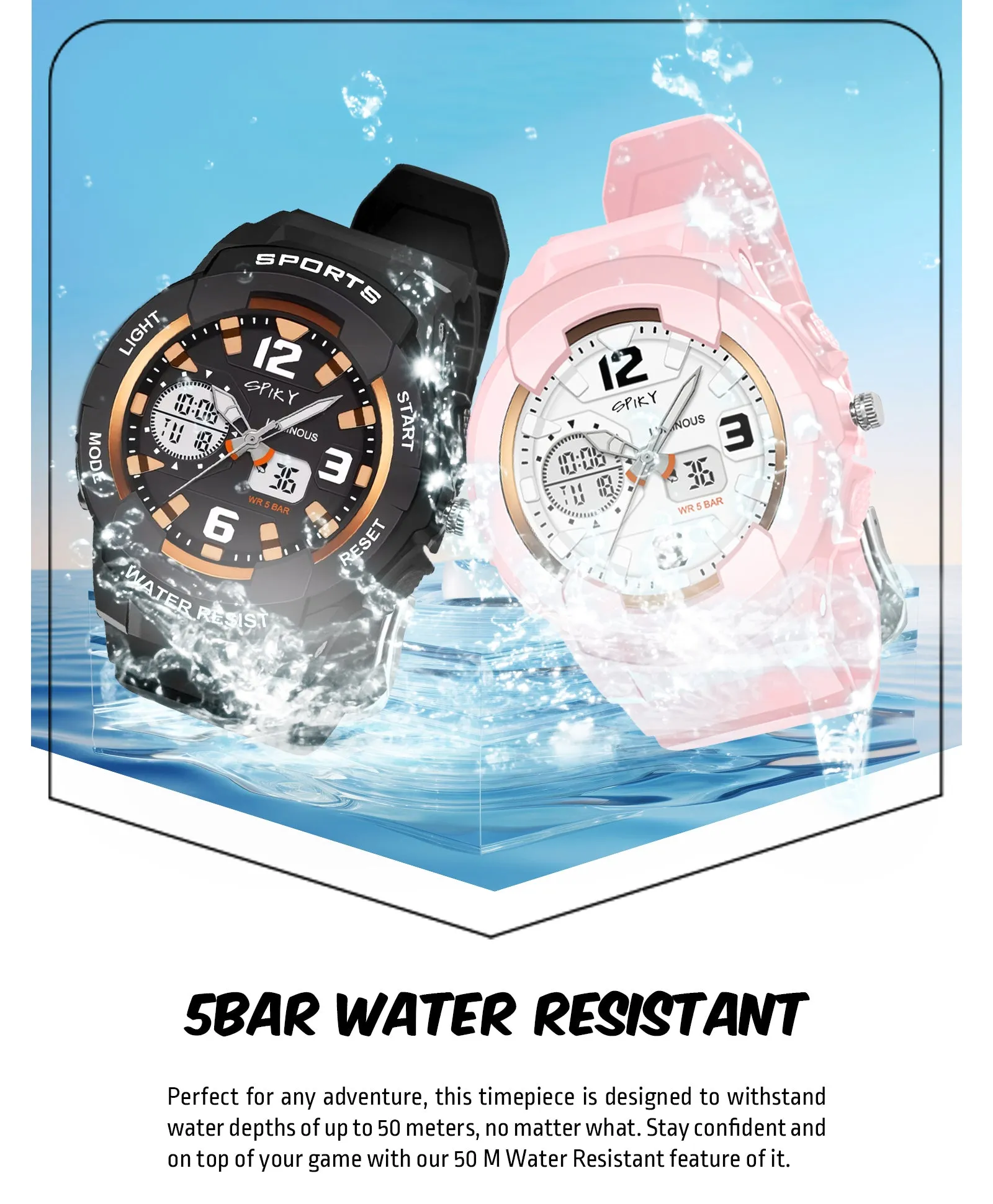 Spiky Round Sports Dual Time Kids Watches Combo