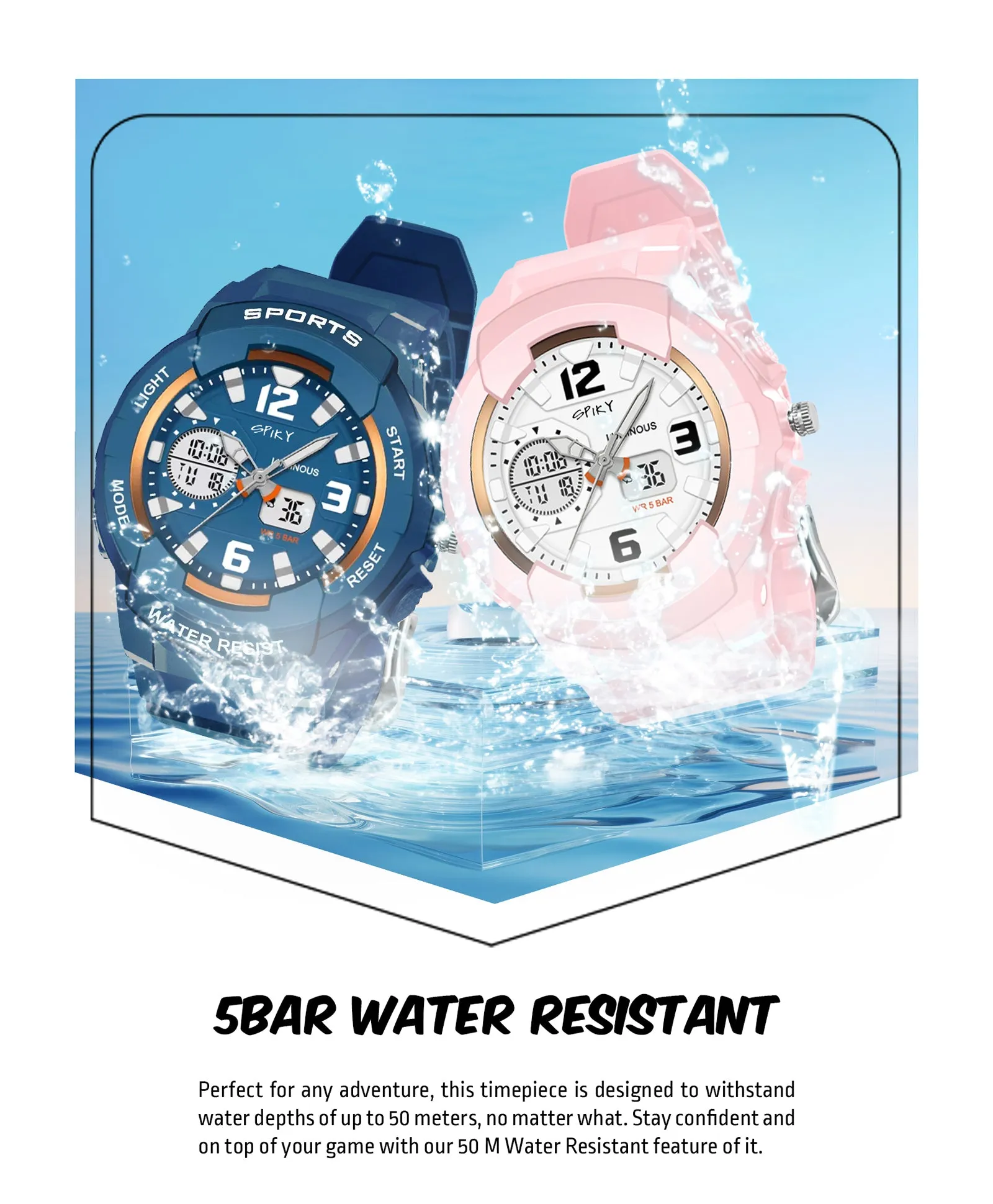 Spiky Round Sports Dual Time Kids Watches Combo