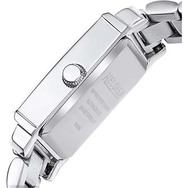 Stainless Steel with Black Dial Rectangular Case Watch For Women - Heloisa 76120281