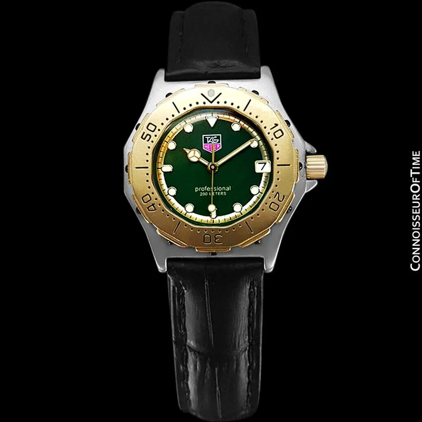 TAG Heuer 3000 Mens Full Size Quartz Divers Green Dial Watch, 934.206 - Stainless Steel & 18K Gold Plated
