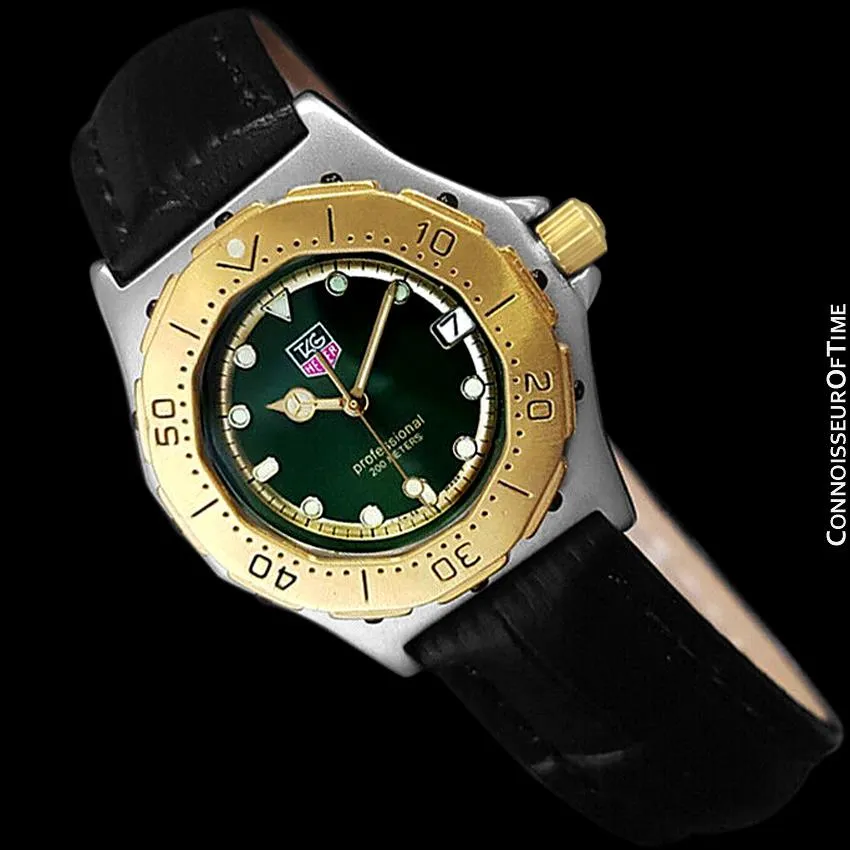 TAG Heuer 3000 Mens Full Size Quartz Divers Green Dial Watch, 934.206 - Stainless Steel & 18K Gold Plated