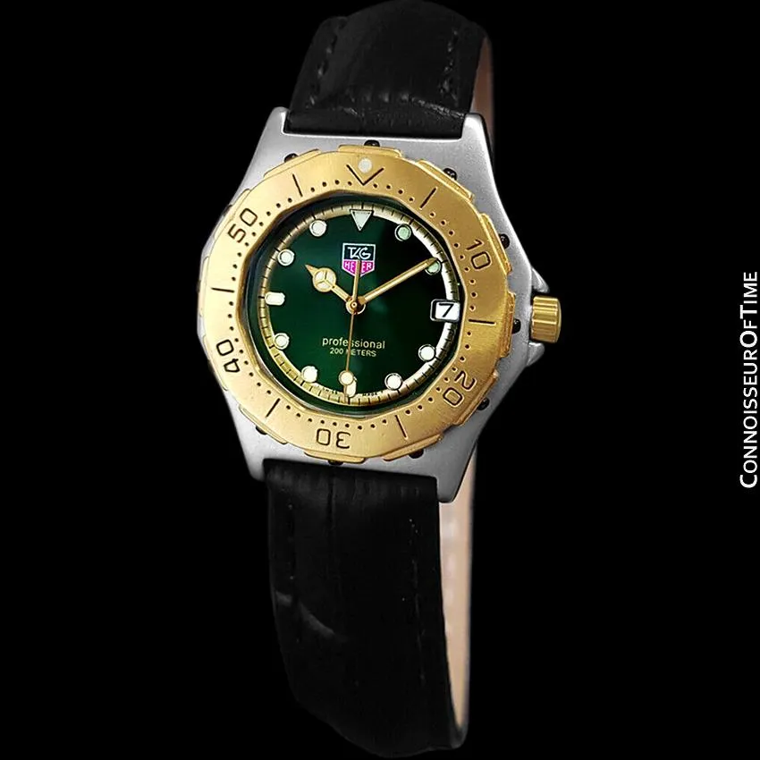 TAG Heuer 3000 Mens Full Size Quartz Divers Green Dial Watch, 934.206 - Stainless Steel & 18K Gold Plated
