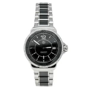 Tag Heuer Ladies Formula 1 Stainless Steel & Ceramic 37mm Black Stick Dial Watch Reference #: WAH1212.BA0859