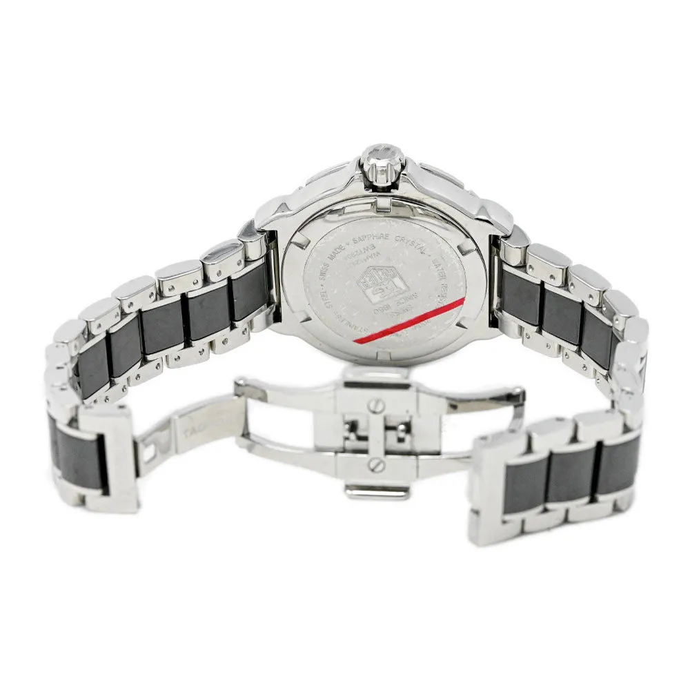 Tag Heuer Ladies Formula 1 Stainless Steel & Ceramic 37mm Black Stick Dial Watch Reference #: WAH1212.BA0859