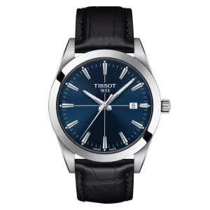 Tissot Gentleman Black Leather Strap Blue Dial Quartz Watch for Gents - T127.410.16.041.01