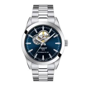 Tissot Gentlemen Powermatic 80 Open Heart Stainless Steel Blue Dial Watch