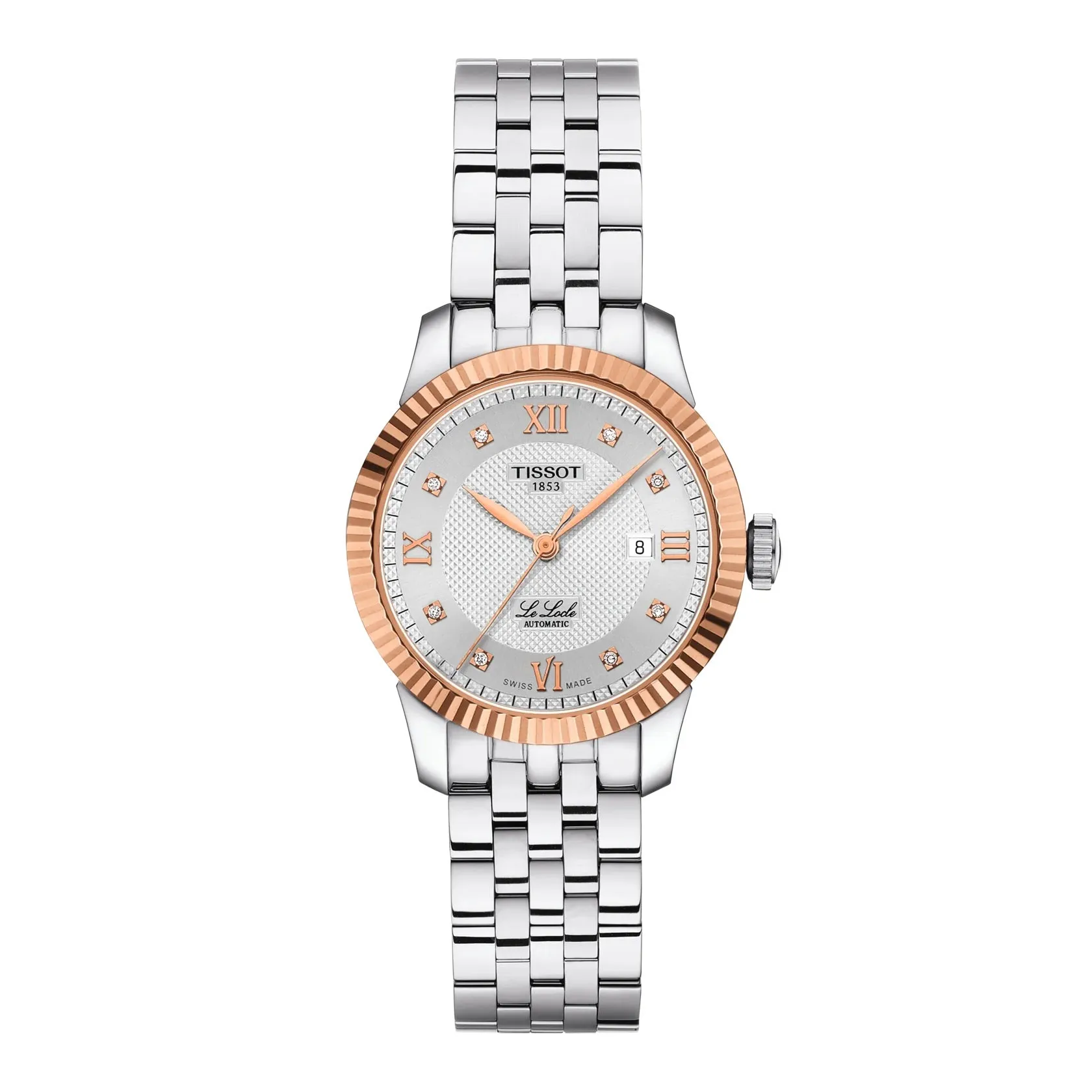 Tissot Le Locle Automatic Ladies 18K Rose Gold Bezel and Diamond Dial Watch