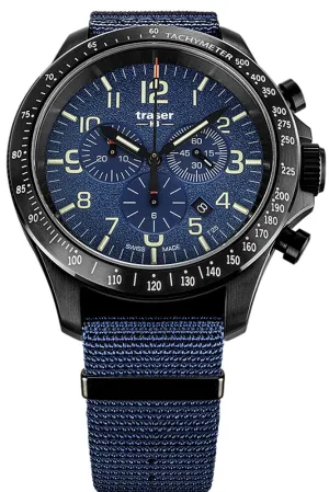traser® P67 Officer Pro Chronograph, Blue with Blue Nylon Strap, 109461