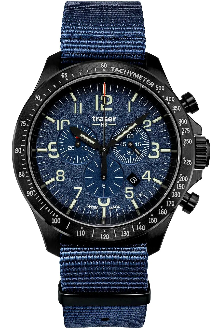 traser® P67 Officer Pro Chronograph, Blue with Blue Nylon Strap, 109461