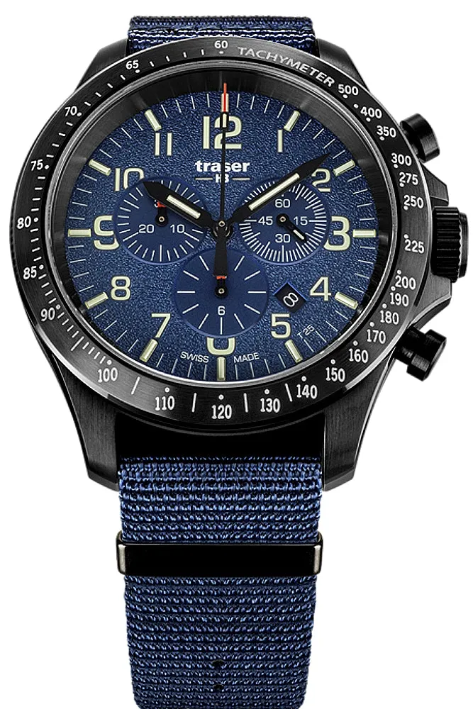 traser® P67 Officer Pro Chronograph, Blue with Blue Nylon Strap, 109461