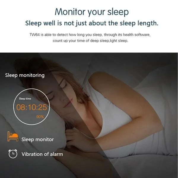 TW64 Bluetooth Smart Watches Smartband Wristband Pedometer Heath Blue