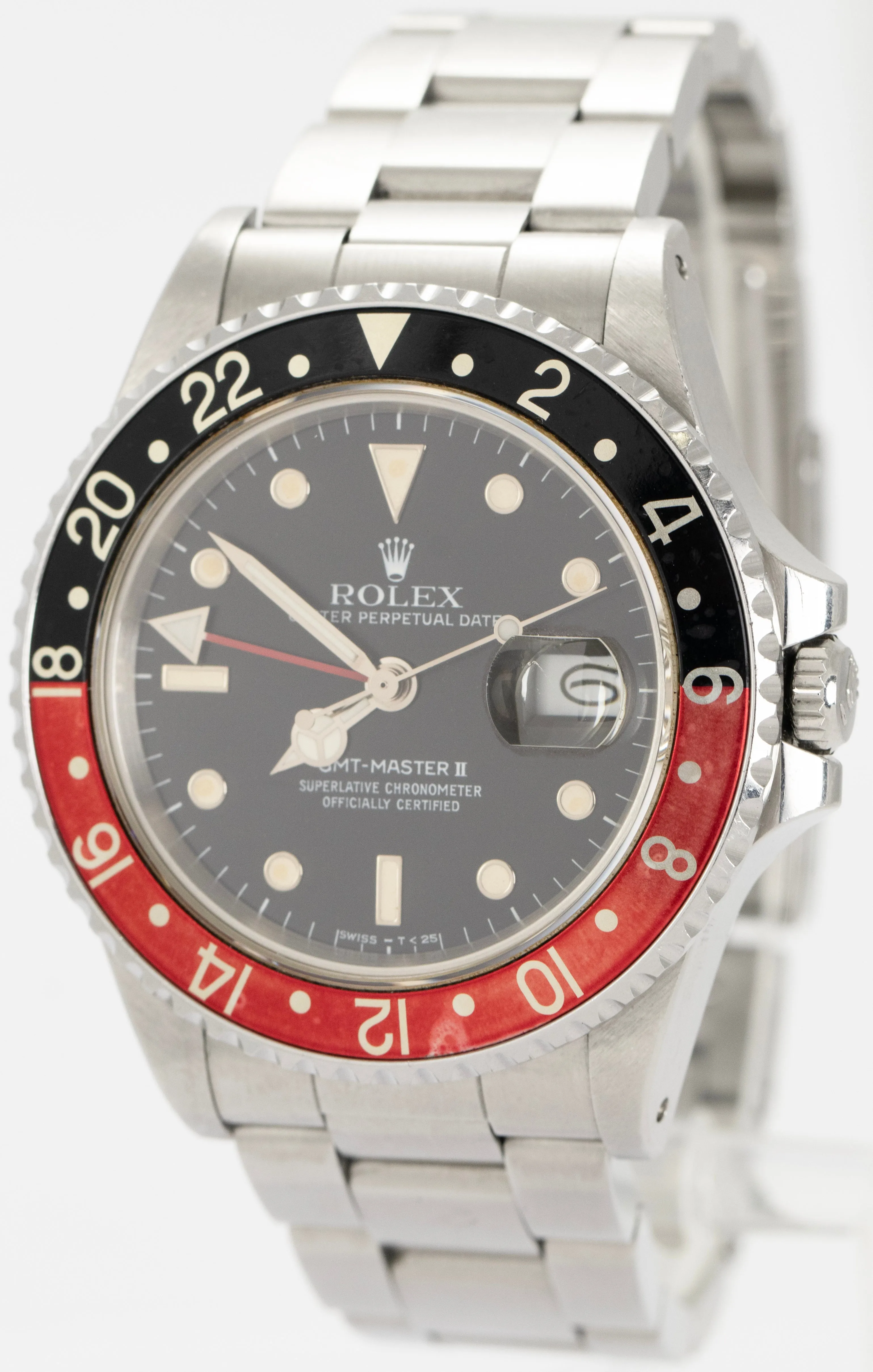 UNPOLISHED Rolex GMT-Master II 'FAT LADY' 40mm Steel PATINA COKE Red Watch 16760