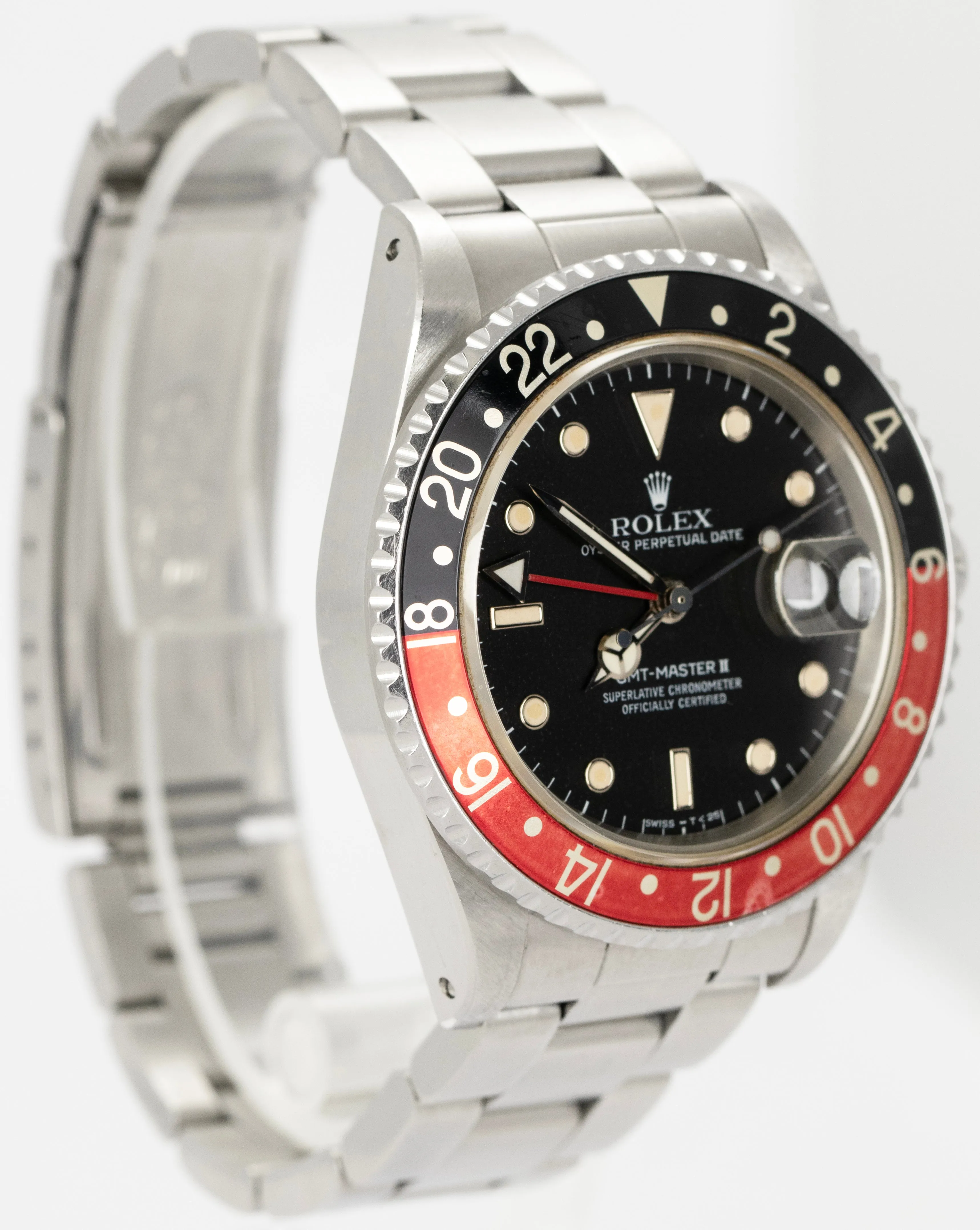 UNPOLISHED Rolex GMT-Master II 'FAT LADY' 40mm Steel PATINA COKE Red Watch 16760