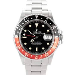 UNPOLISHED Rolex GMT-Master II 'FAT LADY' 40mm Steel PATINA COKE Red Watch 16760