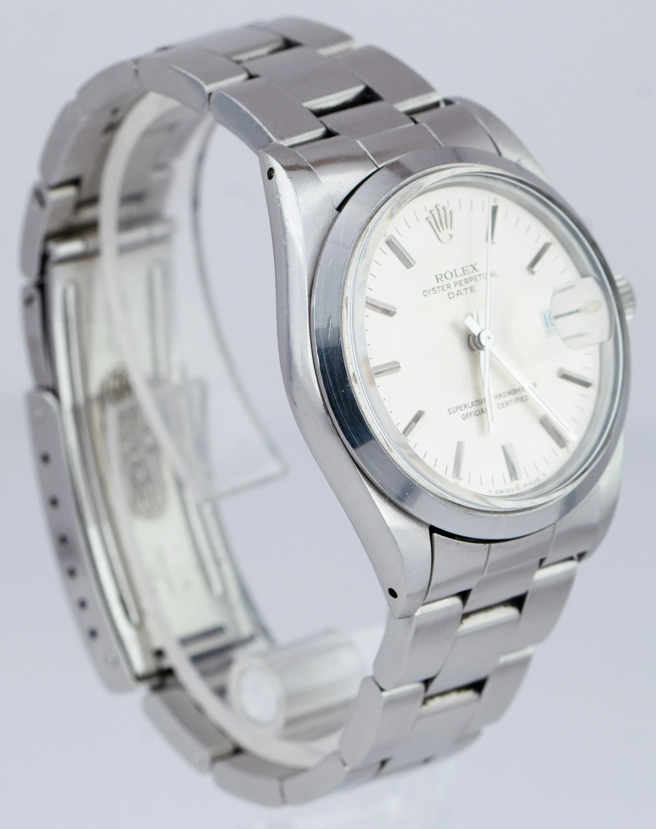 UNPOLISHED Rolex Oyster Perpetual Date 34mm Stainless Automatic Watch 15000