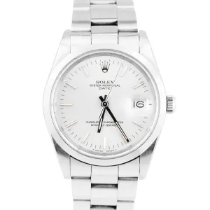 UNPOLISHED Rolex Oyster Perpetual Date 34mm Stainless Automatic Watch 15000