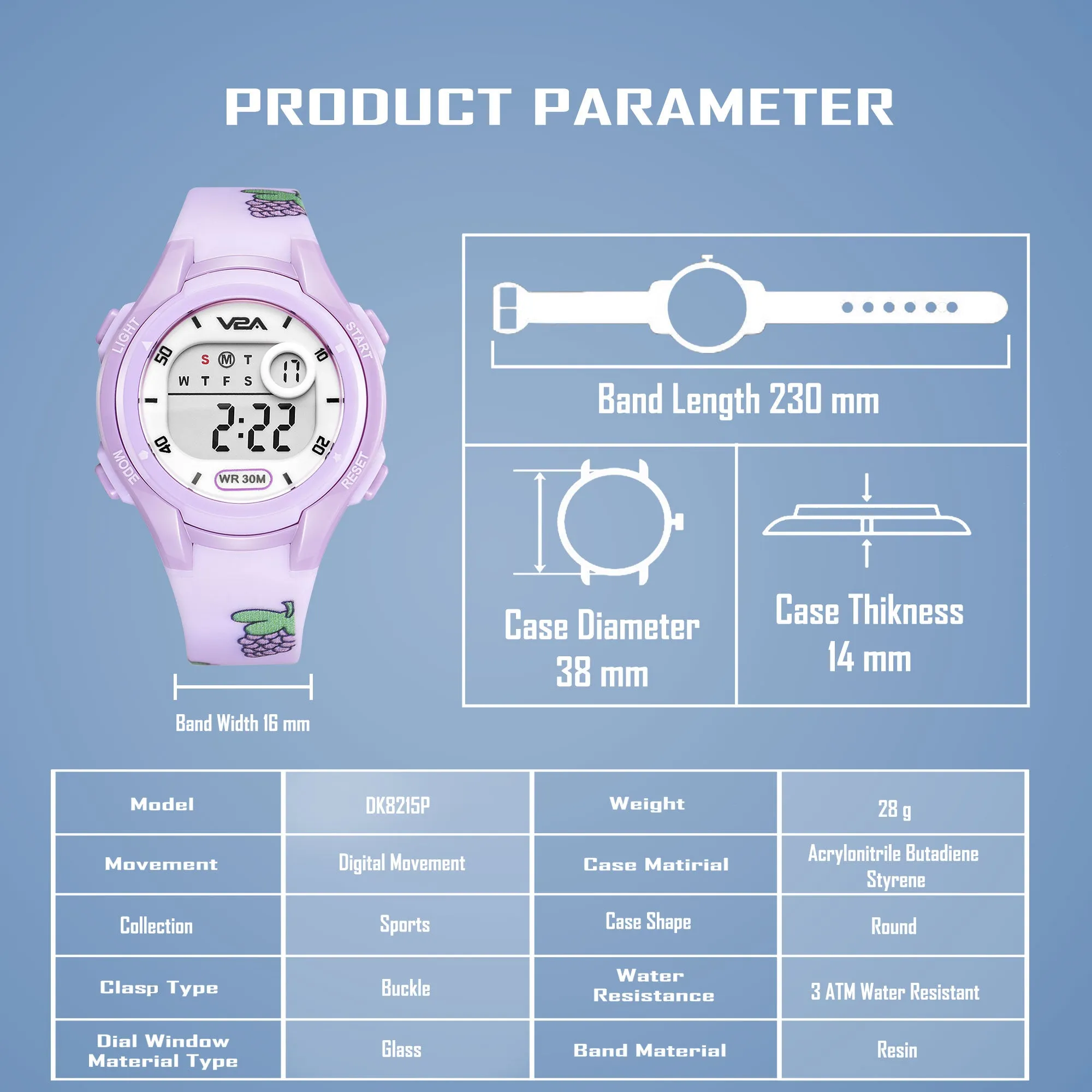 V2A Boys and Girls Kids Watch - Waterproof Watch, Gifts for Boys and Girls Age 5-13 for Multi-Functional 30 M Waterproof Digital Sports Watches for 3 4 5 6 7 Year Old Girls