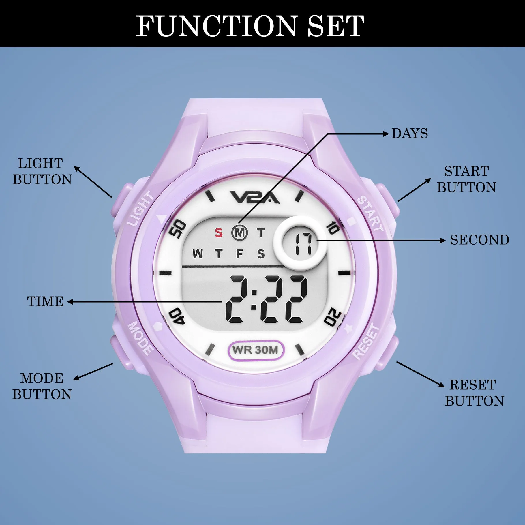 V2A Boys and Girls Kids Watch - Waterproof Watch, Gifts for Boys and Girls Age 5-13 for Multi-Functional 30 M Waterproof Digital Sports Watches for 3 4 5 6 7 Year Old Girls
