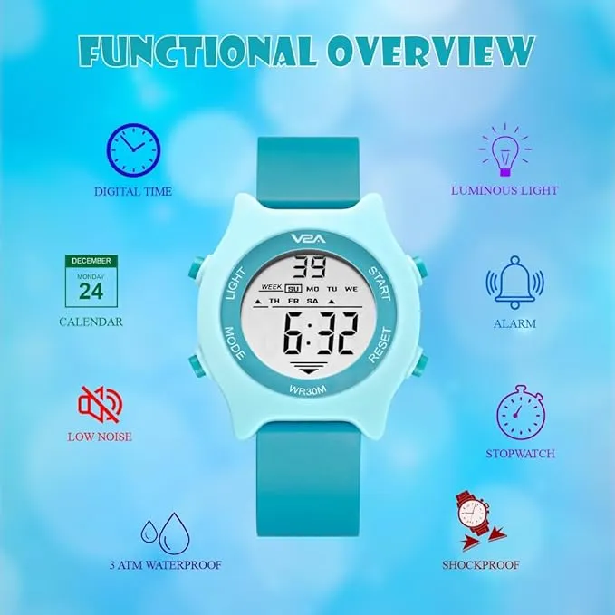 V2A Girls and Boys Kids Watch Gifts for Boys and Girls Age 4-13 for Multi-Functional 30 M Waterproof Digital Sports Watches for 4 5 6 7 8 Year Old Boy and Girls | Birthday Gift for Kids