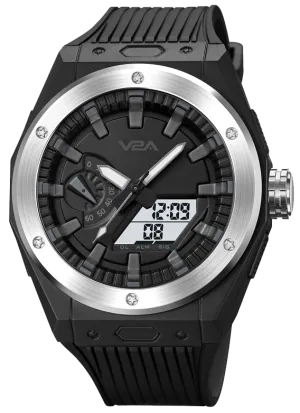 V2A Mens Watch Dual-Display Alloy Screw Bazel 50m Waterproof Watch Fashion Multifunctional Sports Watches for Men | Gift for Men