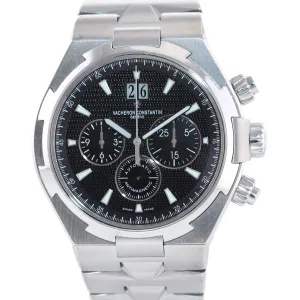 Vacheron Constantin Overseas 49150 42mm Black Steel Chronograph Date Watch