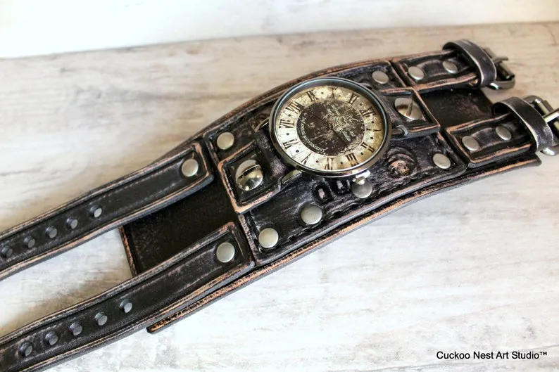 Vintage Leather Cuff Watch