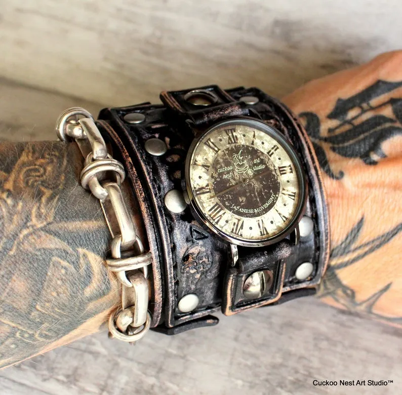 Vintage Leather Cuff Watch