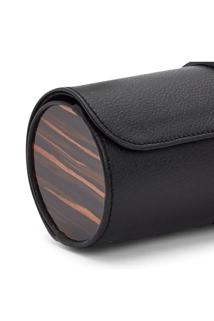 WOLF ROADSTER Vegan Leather Triple Watch Roll in BLACK