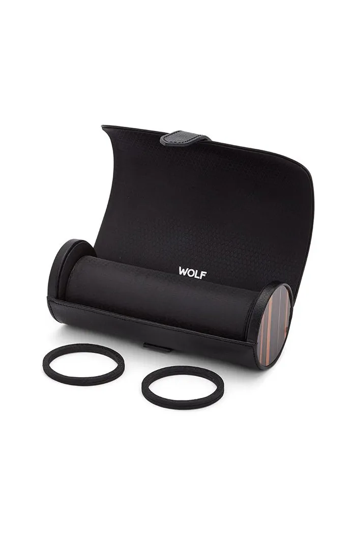 WOLF ROADSTER Vegan Leather Triple Watch Roll in BLACK