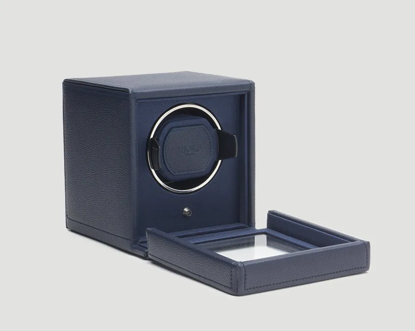WOLF Single Cub Watch Winder with Cover - Navy