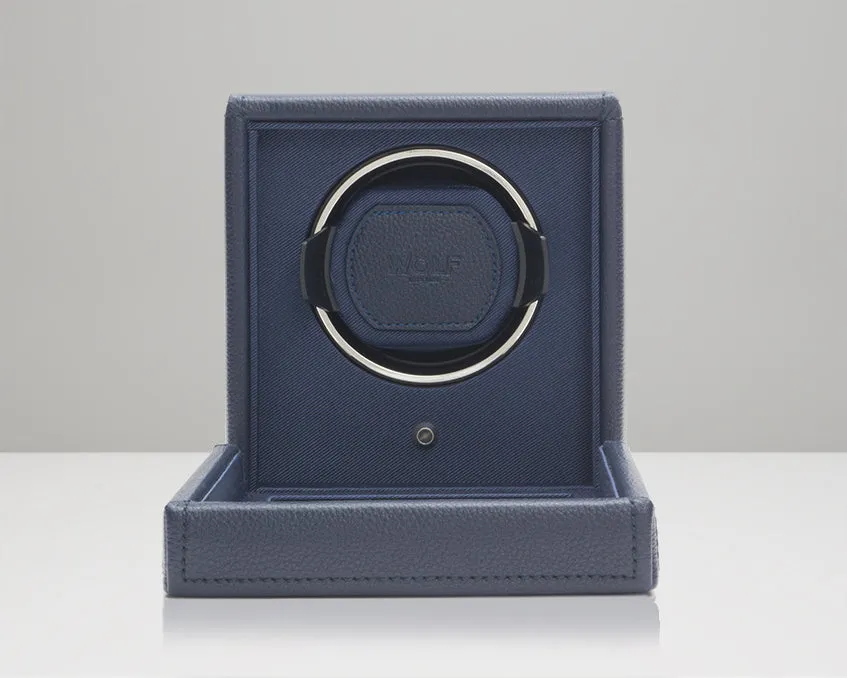 WOLF Single Cub Watch Winder with Cover - Navy