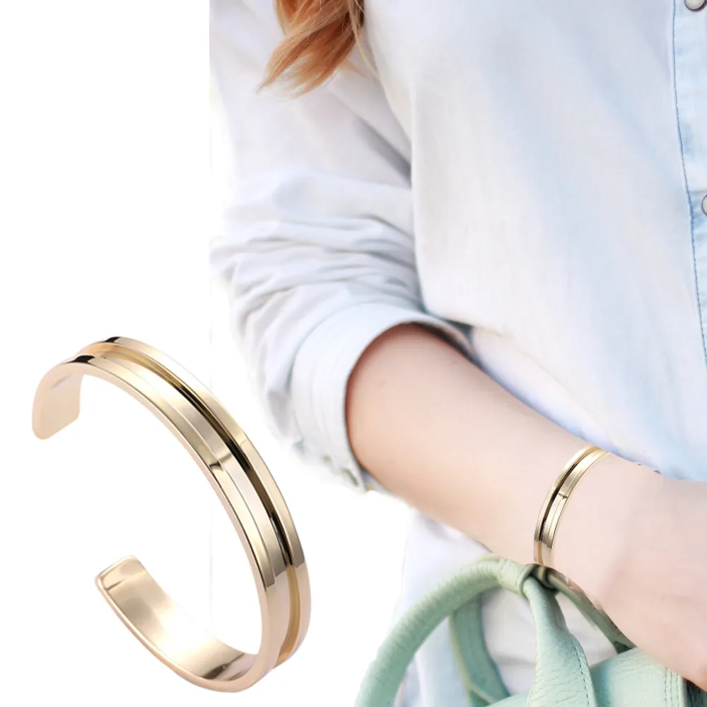 Women Stainless Steel Hair Tie Bracelet Holder Groove Ponytail Holder Bracelets