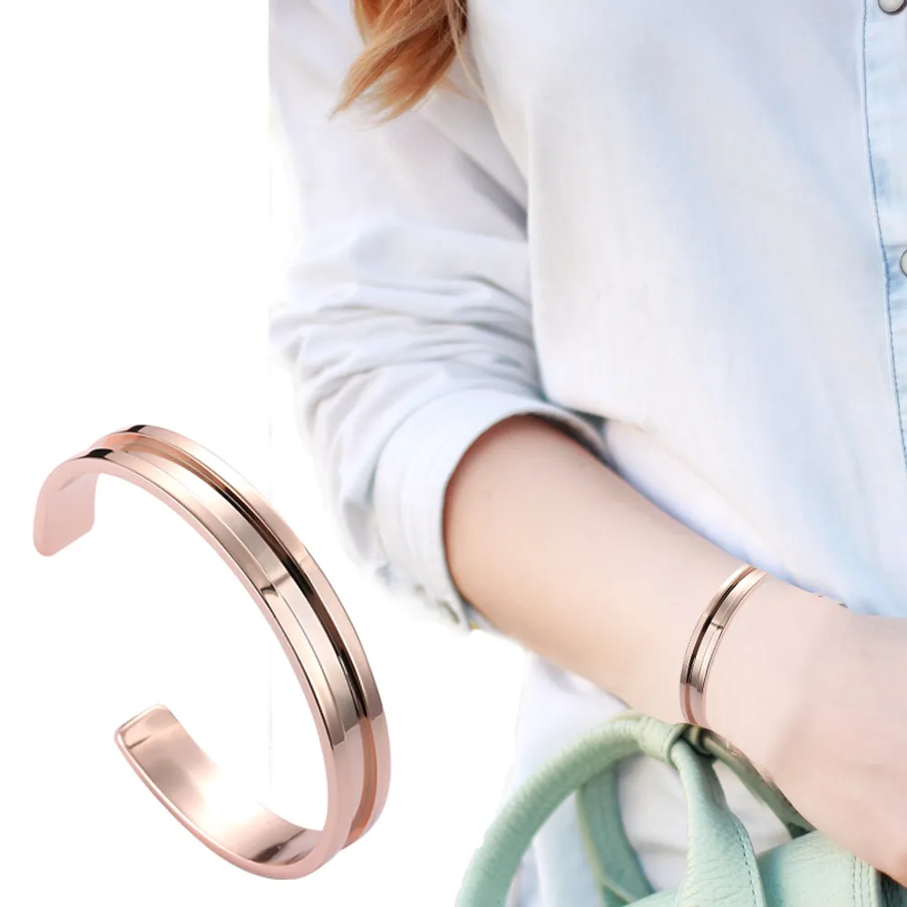 Women Stainless Steel Hair Tie Bracelet Holder Groove Ponytail Holder Bracelets