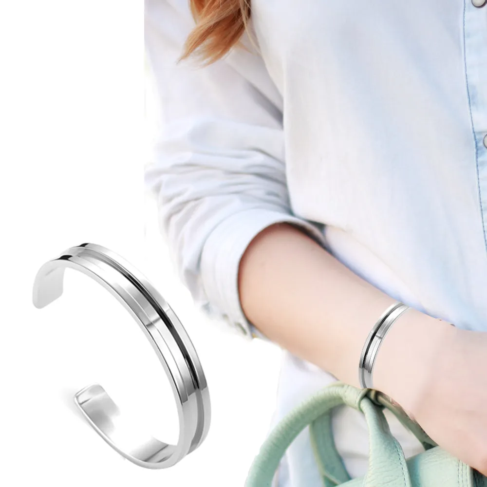 Women Stainless Steel Hair Tie Bracelet Holder Groove Ponytail Holder Bracelets