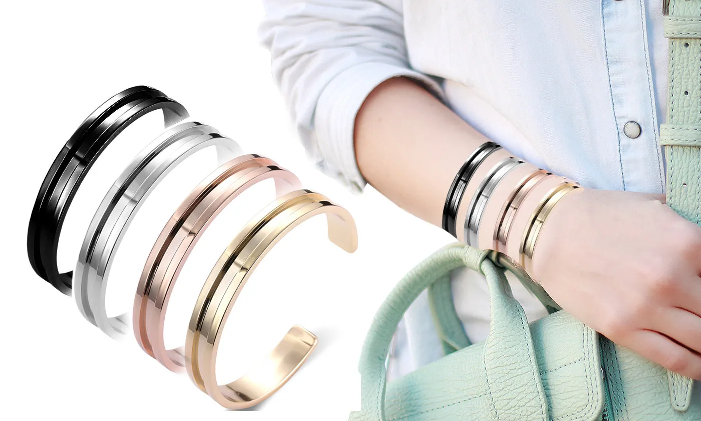 Women Stainless Steel Hair Tie Bracelet Holder Groove Ponytail Holder Bracelets